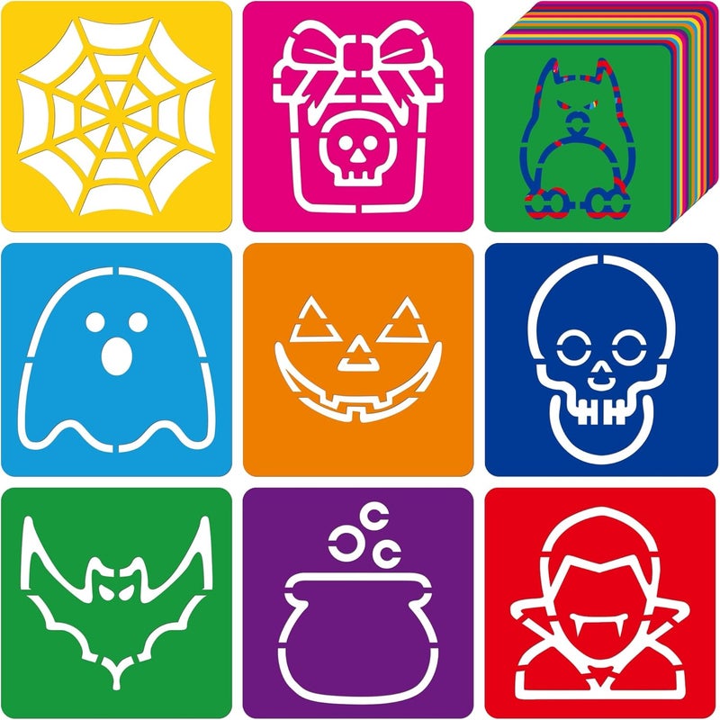 TMTECHJS 25 Pcs Halloween Stencils Holiday Stencil Sidewalk Chalk Stencils Halloween Stencil for Painting on Wood Walls Fabrics Window 5 Inches - Image 1